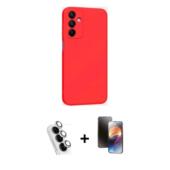 MARSİLYAN™- Galaxy A25 5G Kılıf Kozmos Yansıma Özel Seri - Siyah 3D Antistatik Mat Seramik Nano Ekran Koruyucu + Valdez Metal Kamera Lens - GS