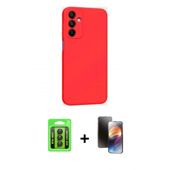 MARSİLYAN™- Galaxy A25 5G Kılıf Kozmos Yansıma Özel Seri - Siyah 3D Antistatik Mat Seramik Nano Ekran Koruyucu + Raze Metal Kamera Lens - SH
