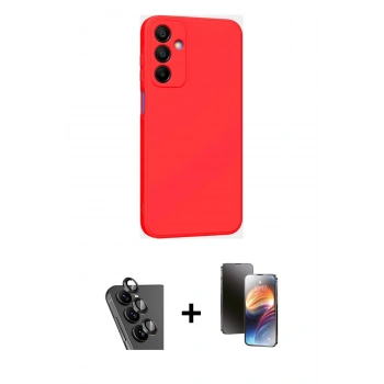 MARSİLYAN™- Galaxy A25 5G Kılıf Kozmos Yansıma Özel Seri - Siyah 3D Antistatik Mat Seramik Nano Ekran Koruyucu + Valdez Metal Kamera Lens - SH