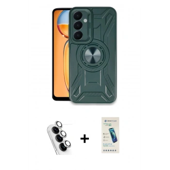 MARSİLYAN™- Galaxy A25 5G Kılıf Nova Yansıma Prime - Şeffaf Pasifik Cam Ekran Koruyucu + Valdez Metal Kamera Lens - GS