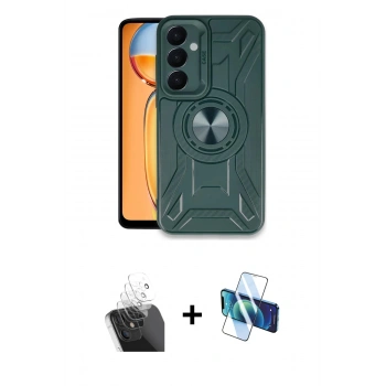 MARSİLYAN™- Galaxy A25 5G Kılıf Nova Yansıma Prime - Siyah 3D Antistatik Cam Ekran Koruyucu + Kamera Lens Koruma Cam - SF
