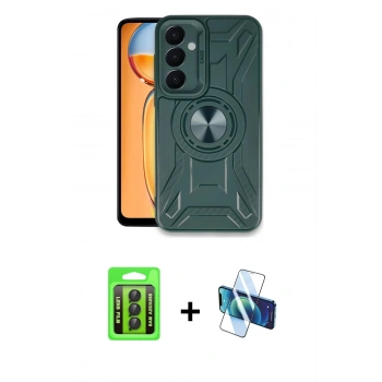 MARSİLYAN™- Galaxy A25 5G Kılıf Nova Yansıma Prime - Siyah 3D Antistatik Cam Ekran Koruyucu + Raze Metal Kamera Lens - SH