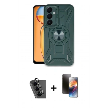 MARSİLYAN™- Galaxy A25 5G Kılıf Nova Yansıma Prime - Siyah 3D Antistatik Mat Seramik Nano Ekran Koruyucu + Valdez Metal Kamera Lens - SH