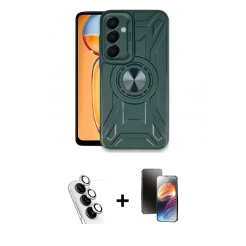 MARSİLYAN™- Galaxy A25 5G Kılıf Nova Yansıma Prime - Siyah 3D Antistatik Mat Seramik Nano Ekran Koruyucu + Valdez Metal Kamera Lens - GS