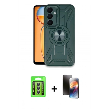 MARSİLYAN™- Galaxy A25 5G Kılıf Nova Yansıma Prime - Siyah 3D Antistatik Mat Seramik Nano Ekran Koruyucu + Raze Metal Kamera Lens - GS