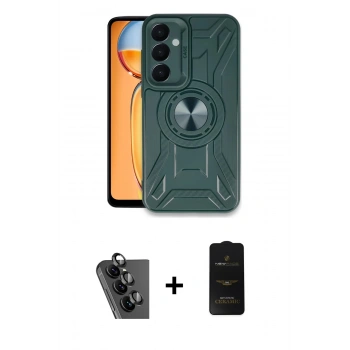 MARSİLYAN™- Galaxy A25 5G Kılıf Nova Yansıma Prime - Siyah 6D Antistatik Mat Seramik Hayalet Nano Ekran Koruyucu + Valdez Metal Kamera Lens - SH