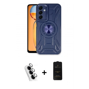 MARSİLYAN™- Galaxy A25 5G Kılıf Nova Yansıma Prime - Siyah 6D Antistatik Mat Seramik Hayalet Nano Ekran Koruyucu + Valdez Metal Kamera Lens - GS