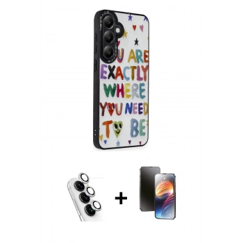 MARSİLYAN™- Galaxy A25 5G Kılıf Odak Klasik Serisi - Siyah 3D Antistatik Mat Seramik Nano Ekran Koruyucu + Valdez Metal Kamera Lens - GS