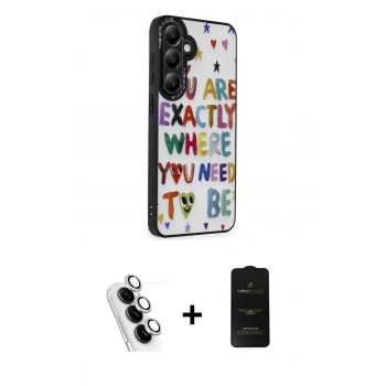 MARSİLYAN™- Galaxy A25 5G Kılıf Odak Klasik Serisi - Siyah 6D Antistatik Mat Seramik Hayalet Nano Ekran Koruyucu + Valdez Metal Kamera Lens - GS