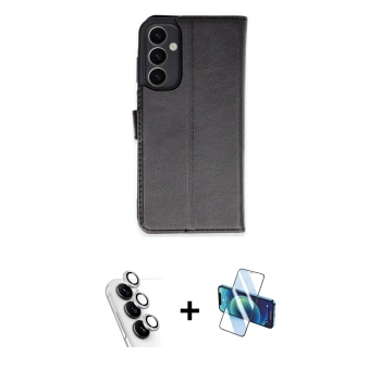 MARSİLYAN™- Galaxy A25 5G Kılıf Siluet Işık Serisi - Siyah 3D Antistatik Seramik Nano Ekran Koruyucu + Valdez Metal Kamera Lens - GS