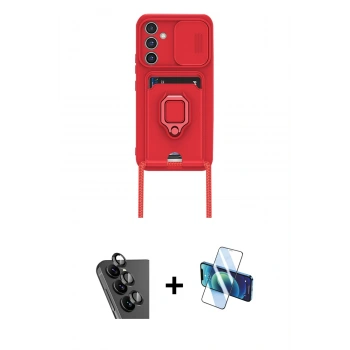 MARSİLYAN™- Galaxy A25 5G Kılıf Vadi Form Prime - Siyah 3D Antistatik Cam Ekran Koruyucu + Valdez Metal Kamera Lens - SH