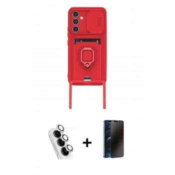 MARSİLYAN™- Galaxy A25 5G Kılıf Vadi Form Prime - Siyah 3D Antistatik Hayalet Cam Ekran Koruyucu + Valdez Metal Kamera Lens - GS