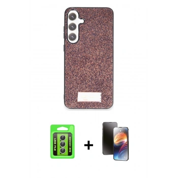 MARSİLYAN™- Galaxy A25 5G Kılıf Vadi Klasik Serisi - Siyah 3D Antistatik Mat Seramik Nano Ekran Koruyucu + Raze Metal Kamera Lens - GS