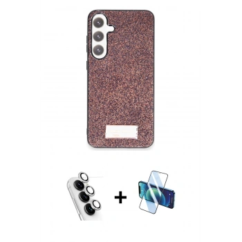 MARSİLYAN™- Galaxy A25 5G Kılıf Vadi Klasik Serisi - Siyah 3D Antistatik Seramik Nano Ekran Koruyucu + Valdez Metal Kamera Lens - GS