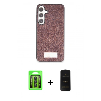 MARSİLYAN™- Galaxy A25 5G Kılıf Vadi Klasik Serisi - Siyah 6D Antistatik Mat Seramik Hayalet Nano Ekran Koruyucu + Raze Metal Kamera Lens - SH