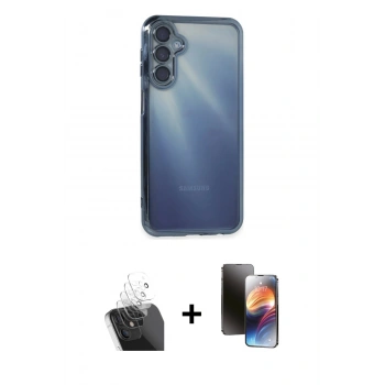 MARSİLYAN™- Galaxy A25 5G Kılıf Vadi Minimal - Siyah 3D Antistatik Mat Seramik Nano Ekran Koruyucu + Kamera Lens Koruma Cam - SF