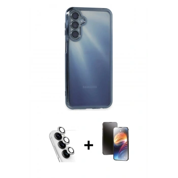 MARSİLYAN™- Galaxy A25 5G Kılıf Vadi Minimal - Siyah 3D Antistatik Mat Seramik Nano Ekran Koruyucu + Valdez Metal Kamera Lens - GS