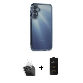 MARSİLYAN™- Galaxy A25 5G Kılıf Vadi Minimal - Siyah 6D Antistatik Mat Seramik Hayalet Nano Ekran Koruyucu + Kamera Lens Koruma Cam - SF
