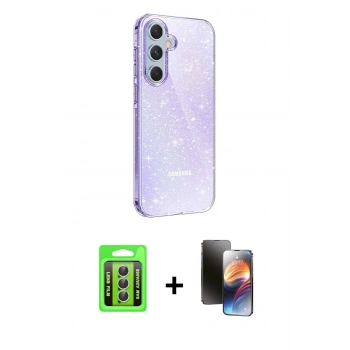 MARSİLYAN™- Galaxy A25 5G Kılıf Yankı Doku Prime - Siyah 3D Antistatik Mat Seramik Nano Ekran Koruyucu + Raze Metal Kamera Lens - GS