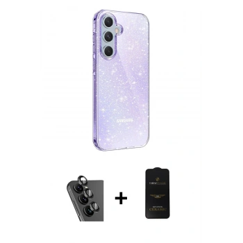 MARSİLYAN™- Galaxy A25 5G Kılıf Yankı Doku Prime - Siyah 6D Antistatik Mat Seramik Hayalet Nano Ekran Koruyucu + Valdez Metal Kamera Lens - SH