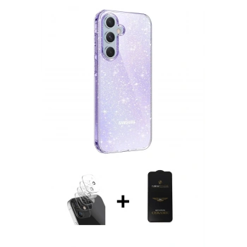 MARSİLYAN™- Galaxy A25 5G Kılıf Yankı Doku Prime - Siyah 6D Antistatik Mat Seramik Hayalet Nano Ekran Koruyucu + Kamera Lens Koruma Cam - SF