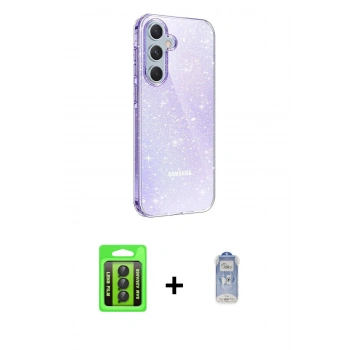MARSİLYAN™- Galaxy A25 5G Kılıf Yankı Doku Prime - Siyah Joko Magic 5D Cam + Raze Metal Kamera Lens - SH