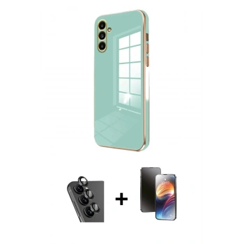 MARSİLYAN™- Galaxy A25 5G Kılıf Yankı Serisi - Siyah 3D Antistatik Mat Seramik Nano Ekran Koruyucu + Valdez Metal Kamera Lens - SH