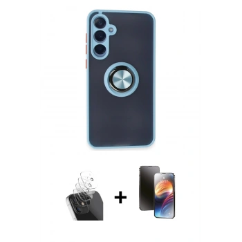 MARSİLYAN™- Galaxy A25 5G Kılıf Yörünge Çizgi - Siyah 3D Antistatik Mat Seramik Nano Ekran Koruyucu + Kamera Lens Koruma Cam - SF