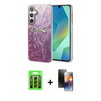 MARSİLYAN™- Galaxy A25 5G Kılıf Zirve Modern Prime - Siyah 3D Antistatik Mat Seramik Nano Ekran Koruyucu + Raze Metal Kamera Lens - SH