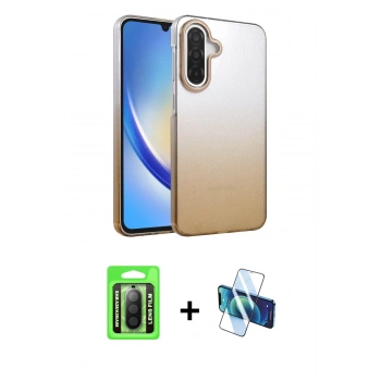 MARSİLYAN™- Galaxy A26 Kılıf Kıvılcım Minimal Özel Seri - Siyah 3D Antistatik Seramik Nano Ekran Koruyucu + Raze Metal Kamera Lens - SH