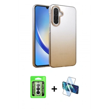 MARSİLYAN™- Galaxy A26 Kılıf Kıvılcım Minimal Özel Seri - Siyah 3D Antistatik Seramik Nano Ekran Koruyucu + Raze Metal Kamera Lens - GS