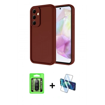 MARSİLYAN™- Galaxy A26 Kılıf Yankı Yansıma Özel Seri - Siyah 3D Antistatik Seramik Nano Ekran Koruyucu + Raze Metal Kamera Lens - SH