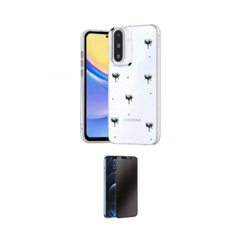 MARSİLYAN™- Galaxy A26 Kılıf Yörünge Form - Siyah 3D Antistatik Hayalet Cam Ekran Koruyucu