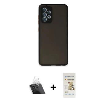 MARSİLYAN™- Galaxy A32 Kılıf Ahenk Çizgi Serisi - Siyah Mat Seramik Nano Ekran Koruyucu + Kamera Lens Koruma Cam - SF