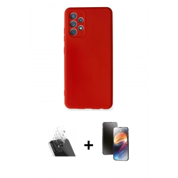 MARSİLYAN™- Galaxy A32 Kılıf Ahenk Serisi - Siyah 3D Antistatik Mat Seramik Nano Ekran Koruyucu + Kamera Lens Koruma Cam - SF