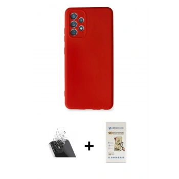MARSİLYAN™- Galaxy A32 Kılıf Ahenk Serisi - Siyah Mat Seramik Nano Ekran Koruyucu + Kamera Lens Koruma Cam - SF