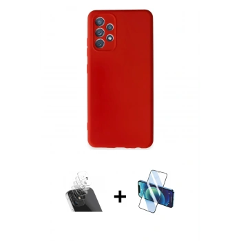 MARSİLYAN™- Galaxy A32 Kılıf Kozmos Yansıma Özel Seri - Siyah 3D Antistatik Cam Ekran Koruyucu + Kamera Lens Koruma Cam - SF