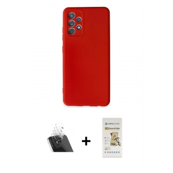MARSİLYAN™- Galaxy A32 Kılıf Kozmos Yansıma Özel Seri - Siyah Mat Seramik Nano Ekran Koruyucu + Kamera Lens Koruma Cam - SF
