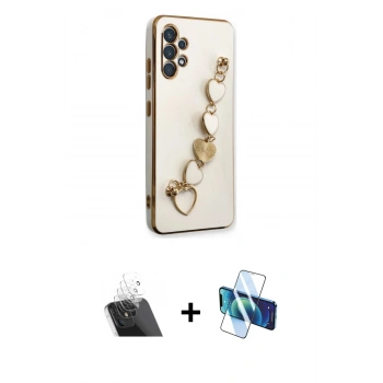 MARSİLYAN™- Galaxy A32 Kılıf Nova Işık Prime - Siyah 3D Antistatik Cam Ekran Koruyucu + Kamera Lens Koruma Cam - SF