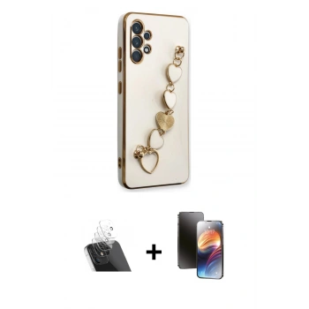MARSİLYAN™- Galaxy A32 Kılıf Nova Işık Prime - Siyah 3D Antistatik Mat Seramik Nano Ekran Koruyucu + Kamera Lens Koruma Cam - SF