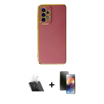 MARSİLYAN™- Galaxy A32 Kılıf Yankı Serisi - Siyah 3D Antistatik Mat Seramik Nano Ekran Koruyucu + Kamera Lens Koruma Cam - SF