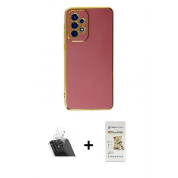 MARSİLYAN™- Galaxy A32 Kılıf Yankı Serisi - Siyah Mat Seramik Nano Ekran Koruyucu + Kamera Lens Koruma Cam - SF