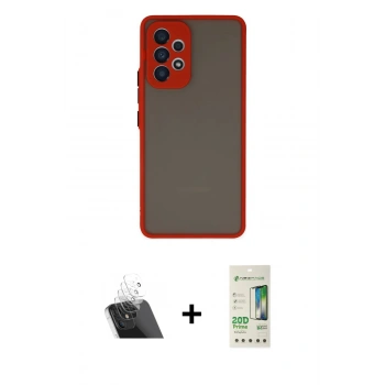 MARSİLYAN™- Galaxy A33 5G Kılıf Ahenk Çizgi Serisi - Siyah 20D Premium Cam Ekran Koruyucu + Kamera Lens Koruma Cam - SF