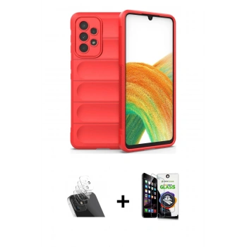 MARSİLYAN™- Galaxy A33 5G Kılıf Atlas Koleksiyonu - Şeffaf Temperli Cam Ekran Koruyucu + Kamera Lens Koruma Cam - SF