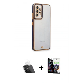 MARSİLYAN™- Galaxy A33 5G Kılıf Çekirdek Klasik Serisi - Şeffaf Temperli Cam Ekran Koruyucu + Kamera Lens Koruma Cam - SF
