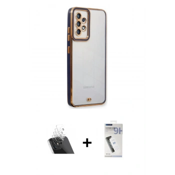 MARSİLYAN™- Galaxy A33 5G Kılıf Çekirdek Klasik Serisi - Şeffaf Uv Polymer Nano Ekran Koruyucu + Kamera Lens Koruma Cam - SF