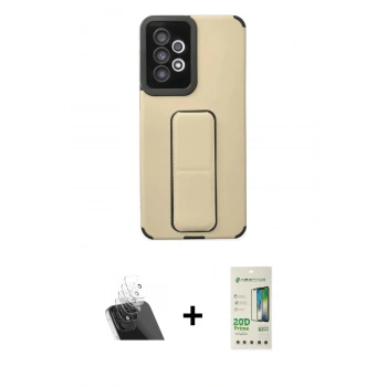 MARSİLYAN™- Galaxy A33 5G Kılıf Çekirdek Yansıma - Siyah 20D Premium Cam Ekran Koruyucu + Kamera Lens Koruma Cam - SF