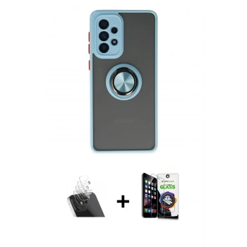 MARSİLYAN™- Galaxy A33 5G Kılıf Yörünge Çizgi - Şeffaf Temperli Cam Ekran Koruyucu + Kamera Lens Koruma Cam - SF