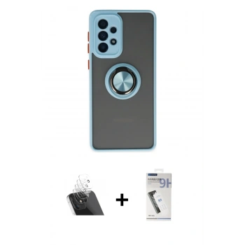 MARSİLYAN™- Galaxy A33 5G Kılıf Yörünge Çizgi - Şeffaf Uv Polymer Nano Ekran Koruyucu + Kamera Lens Koruma Cam - SF