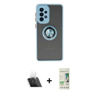 MARSİLYAN™- Galaxy A33 5G Kılıf Yörünge Çizgi - Siyah 20D Premium Cam Ekran Koruyucu + Kamera Lens Koruma Cam - SF